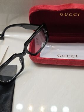 Gucci Black Square Optical Glasses with Red Velvet Case